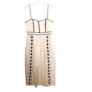 Ulla Johnson = Elegant Cream Dress with Black Accents Size 10